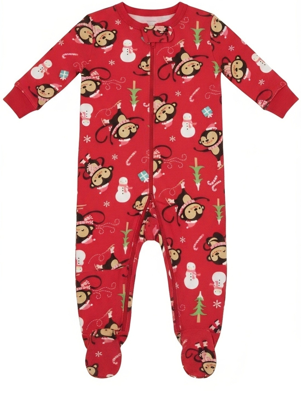 Old Navy Red Monkey Print Footed One-Piece Pajamas